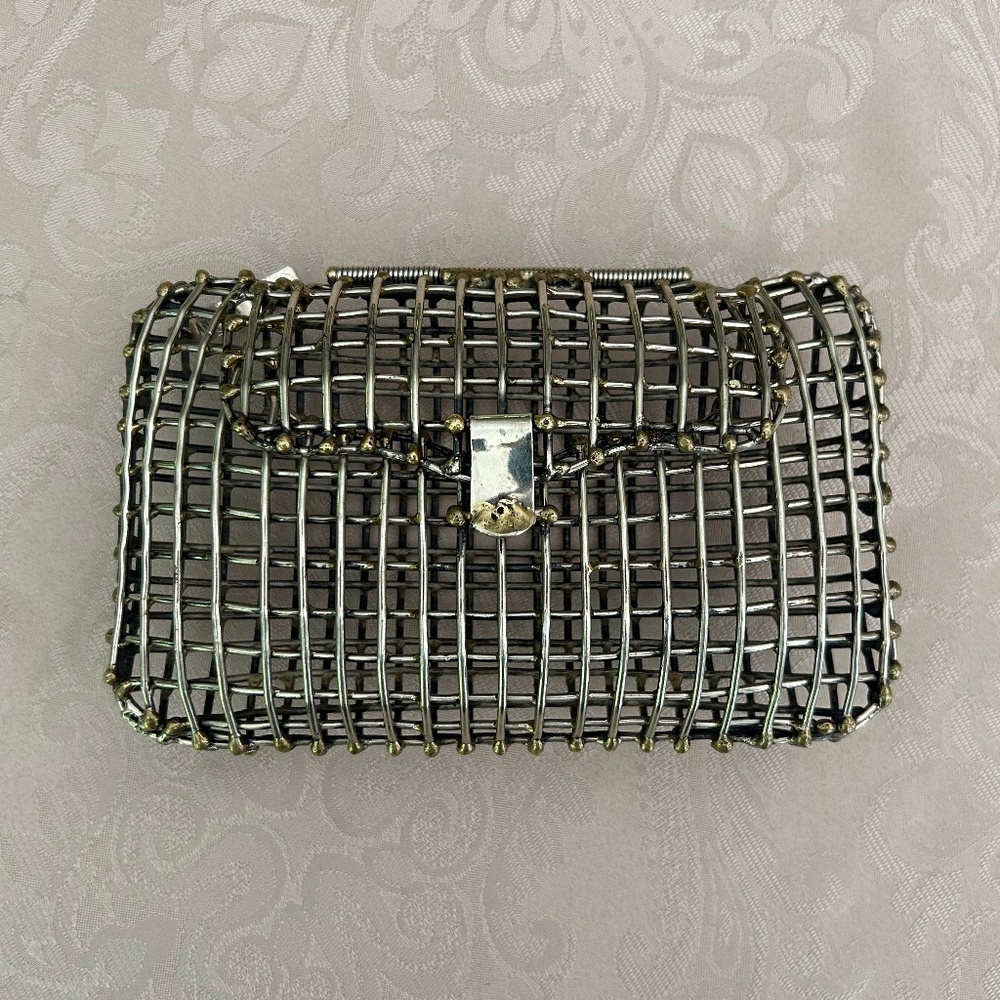 Anndra Neen Metal Rectangle Open Cage Clutch